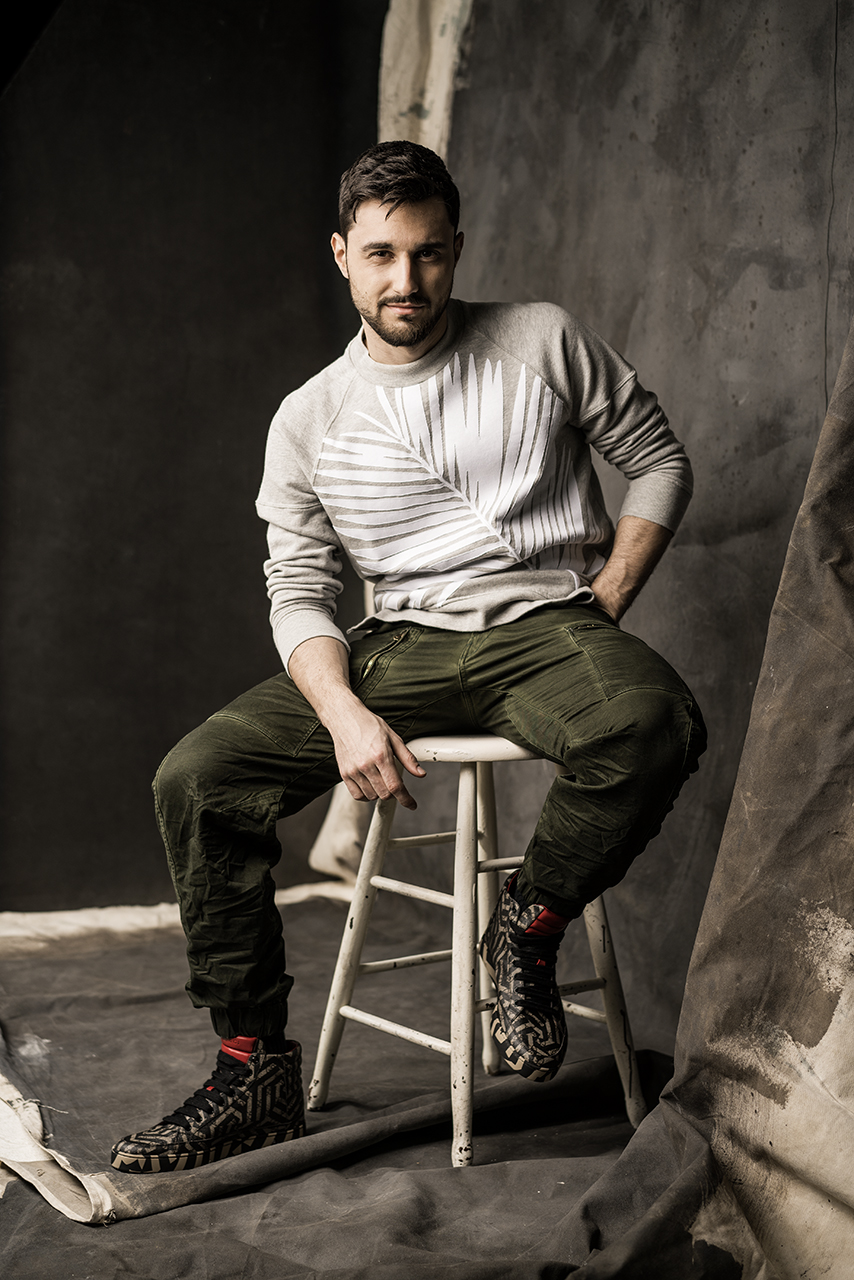 Sweatshirt DIESEL BLACK GOLD at LA MAISON SIMONS $275. Pants G-STAR at LA MAISON SIMONS $180.