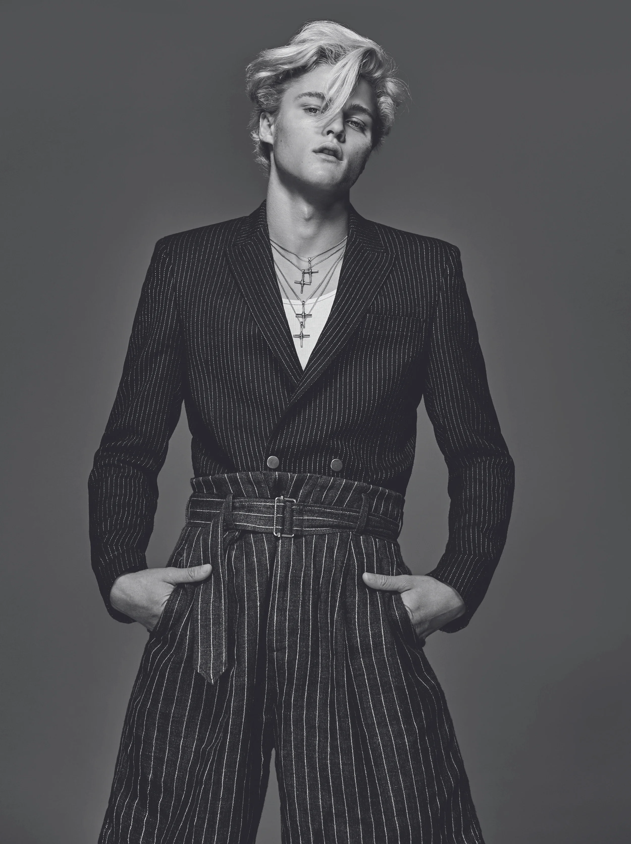 Blazer COSTUME NATIONAL ($980). Bottom 3.1PHILIP LIM ($495). Tank top SANDRO ($80). Necklaces TOPMAN ($20).
