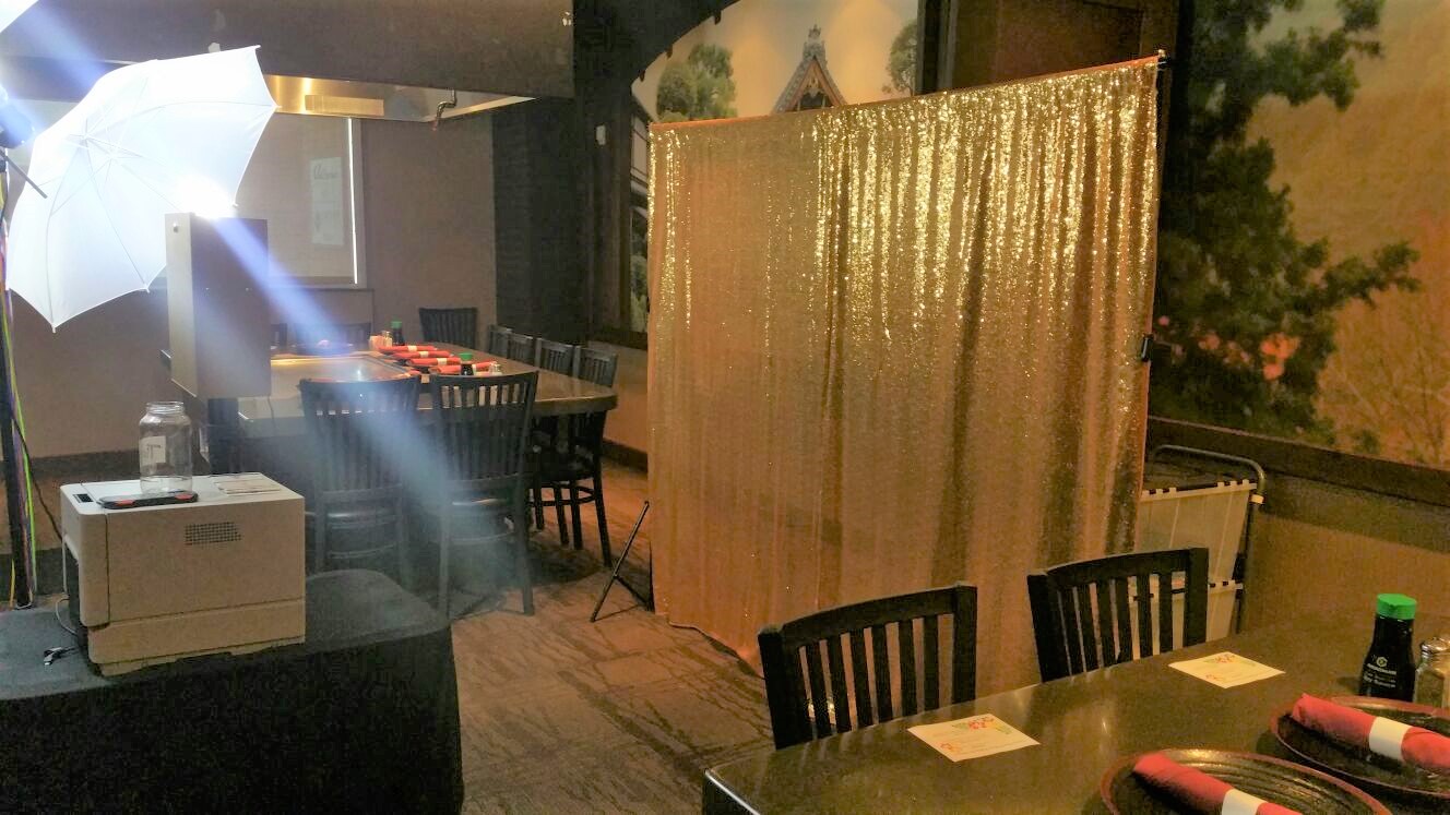 Open Air Photo Booth Gold Backdrop