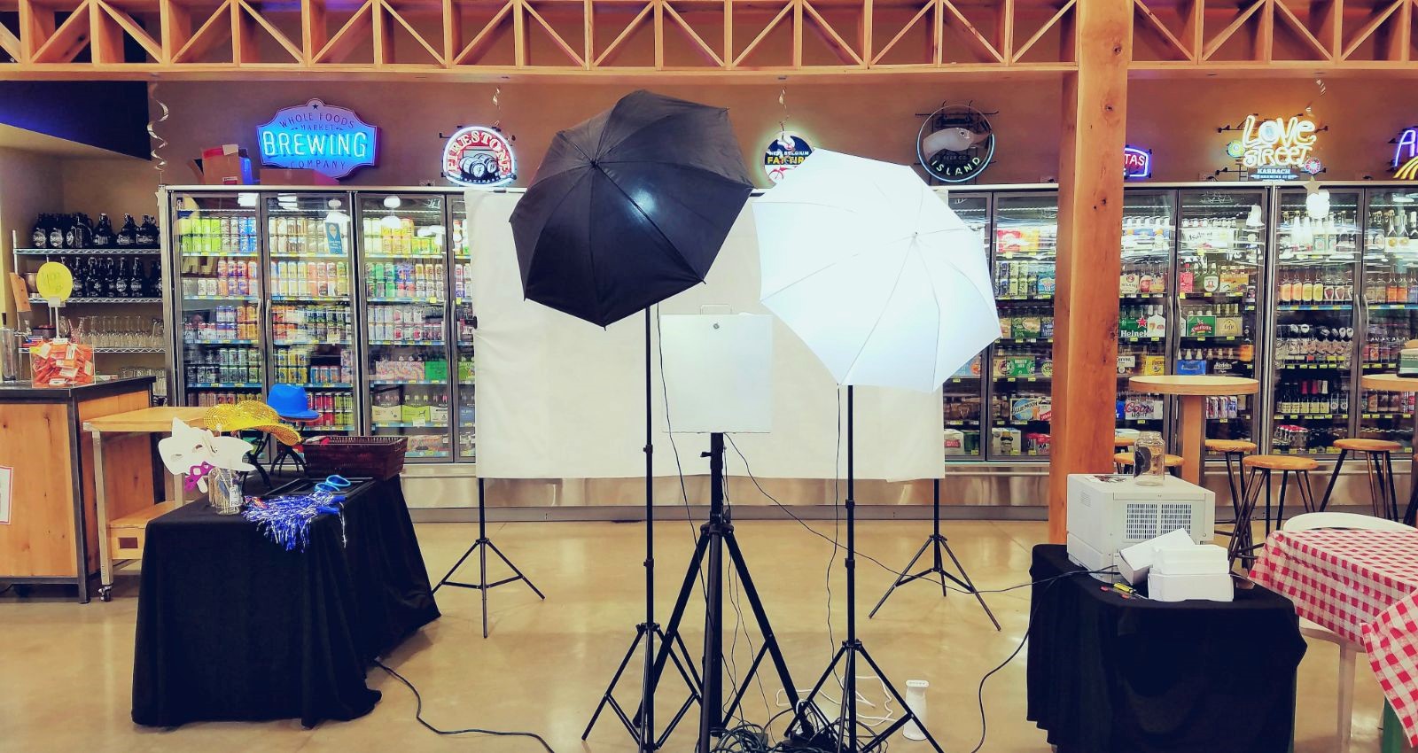 Open Air Photo Booth With White Backdrop