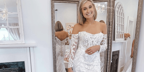 off the shoulder wedding dress at atlanta street bridal