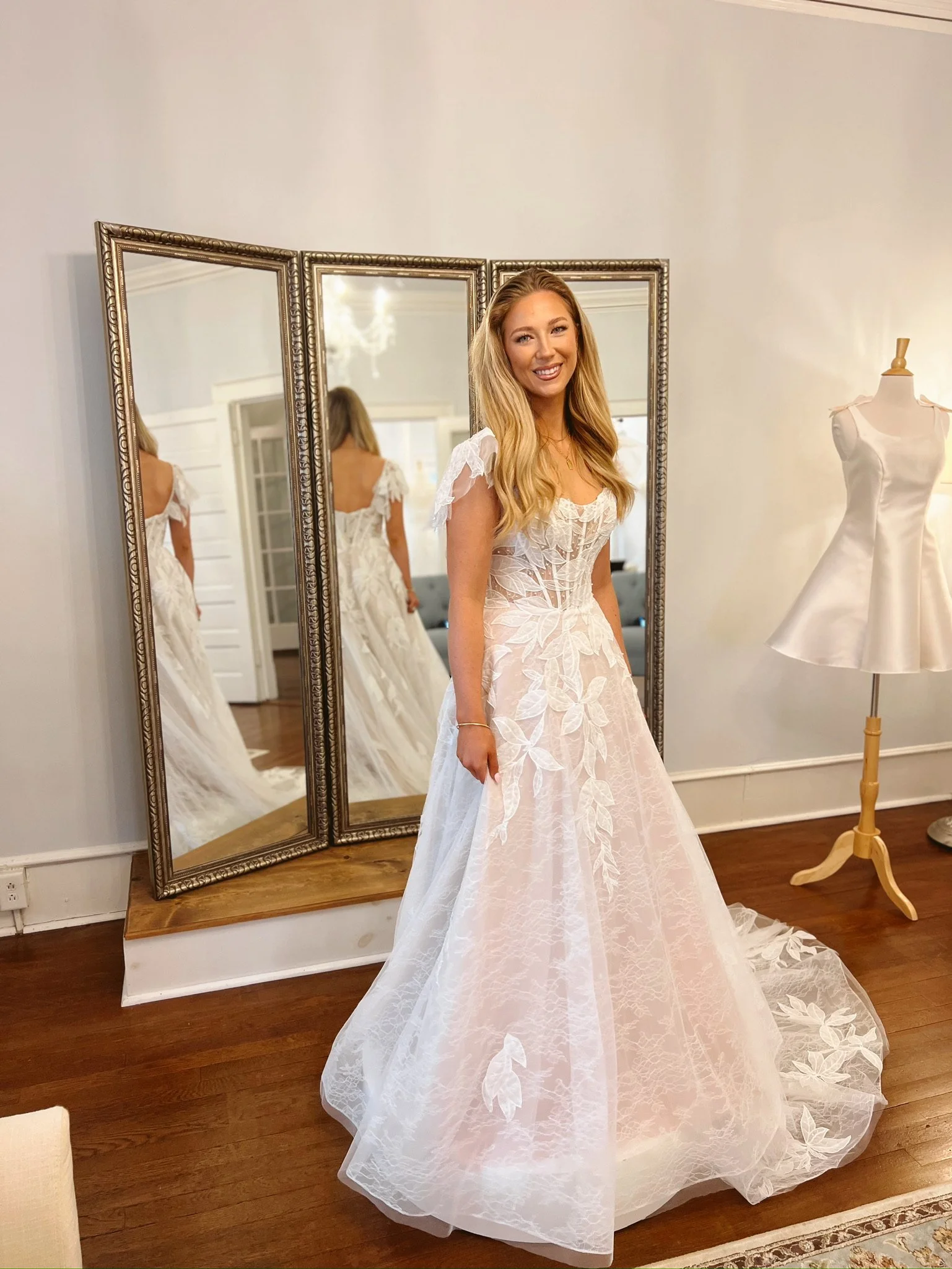 Cap sleeve a line wedding dress atlanta ga