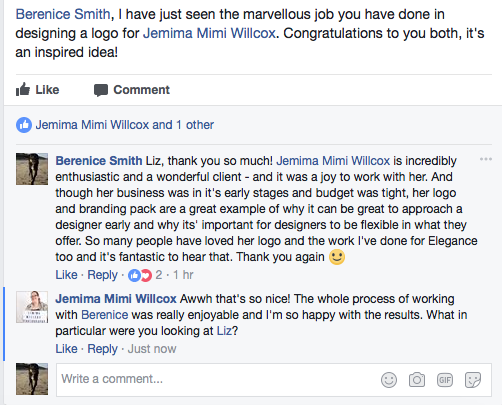 Facebook feedback is always lovely to read!
