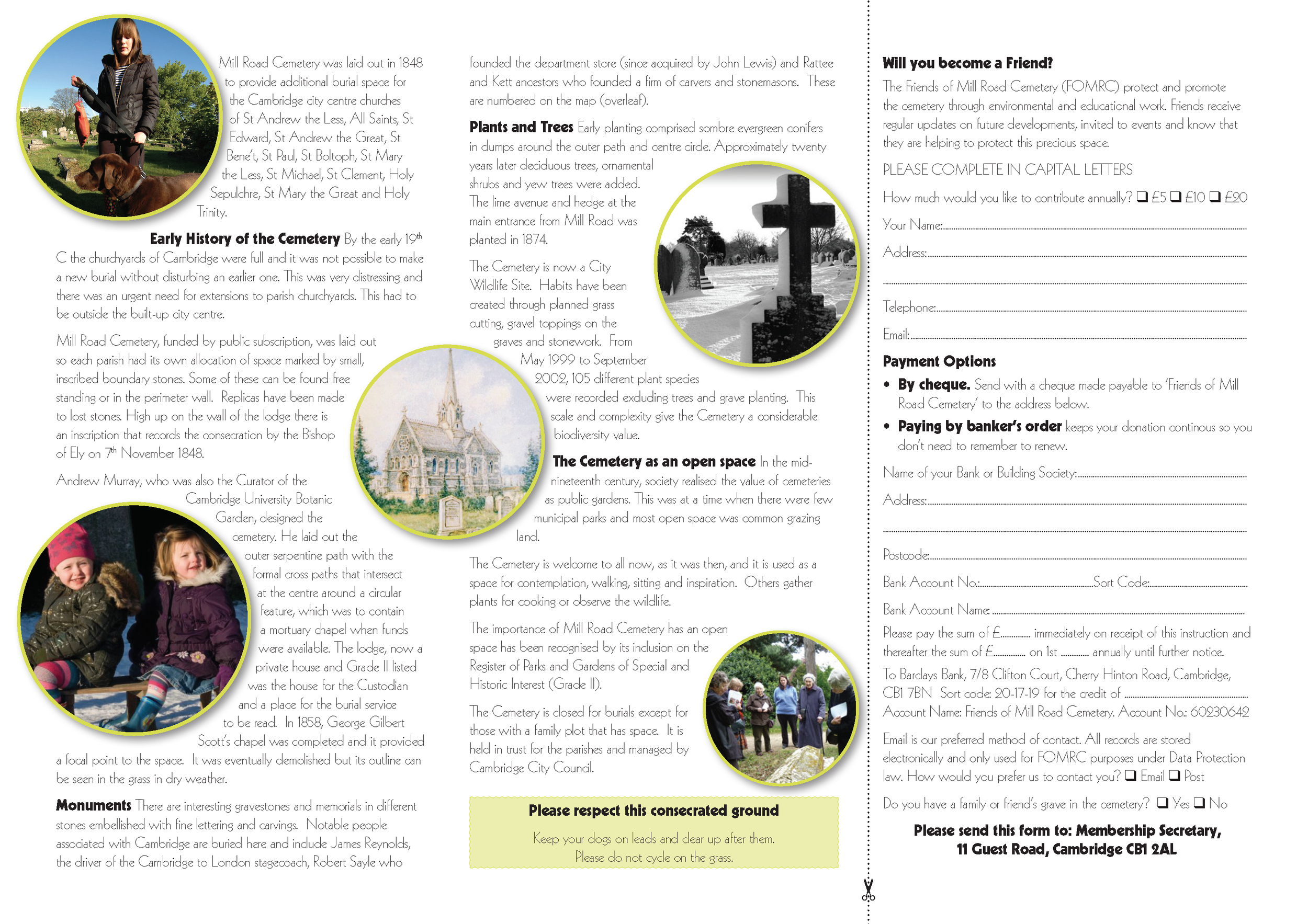 Illustration and leaflet design for Mill Road Cemetery, Cambridge