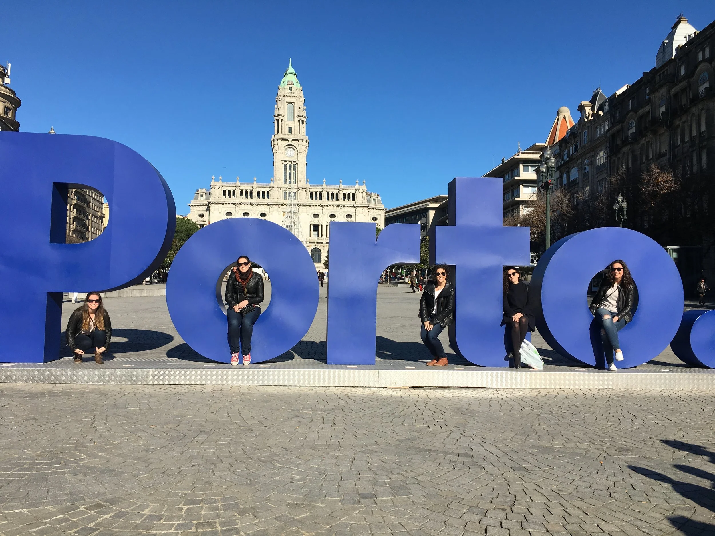 Girls in leather jackets being tourists in Porto