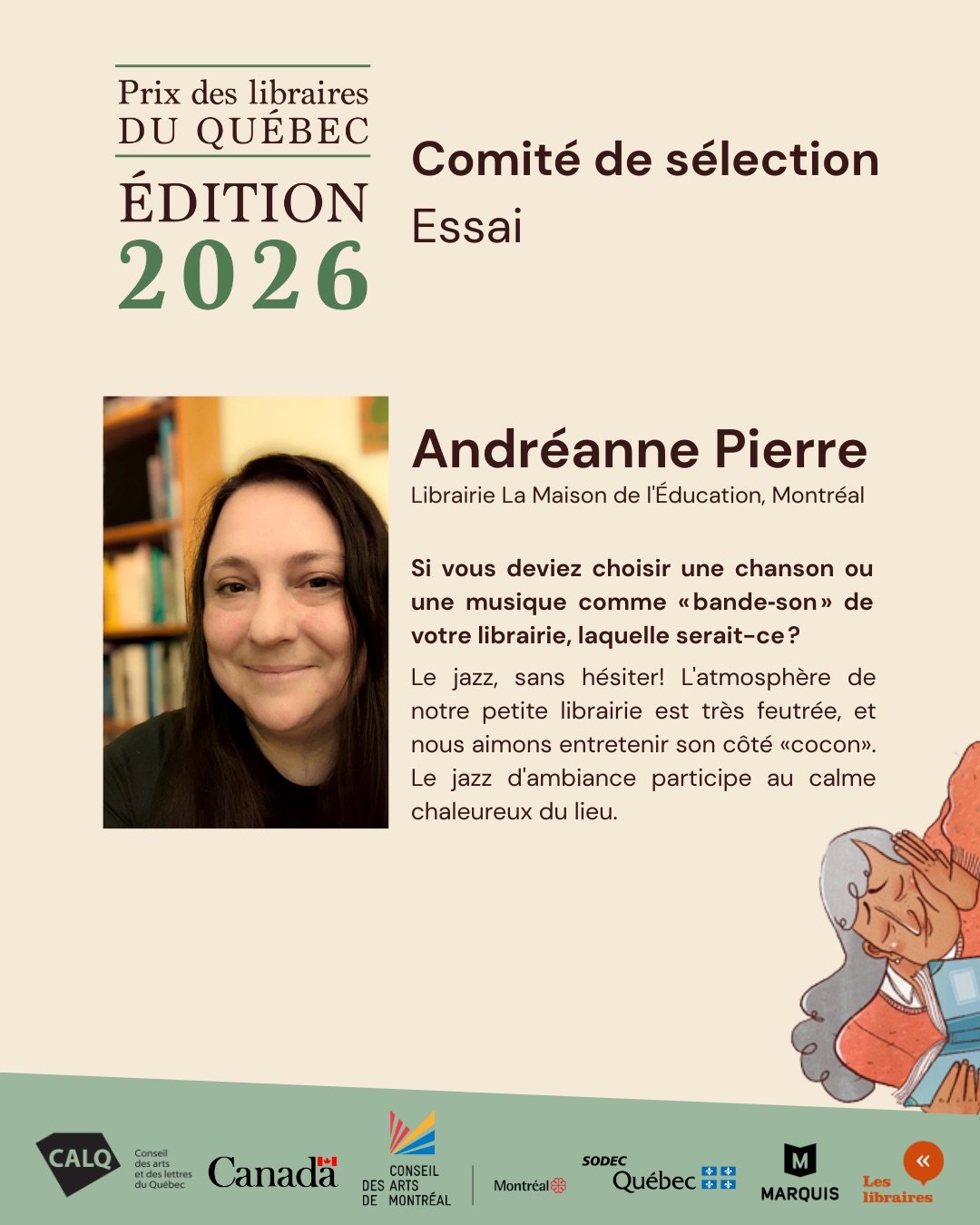 La liste pr&eacute;liminaire du Prix des libraires du Qu&eacute;bec est enfin sortie! 🙌🙌 

Et Andr&eacute;anne y &eacute;tait de la partie dans le comit&eacute; de s&eacute;lection des essais! 📚

Voyez les titres qui ont &eacute;t&eacute; choisis 