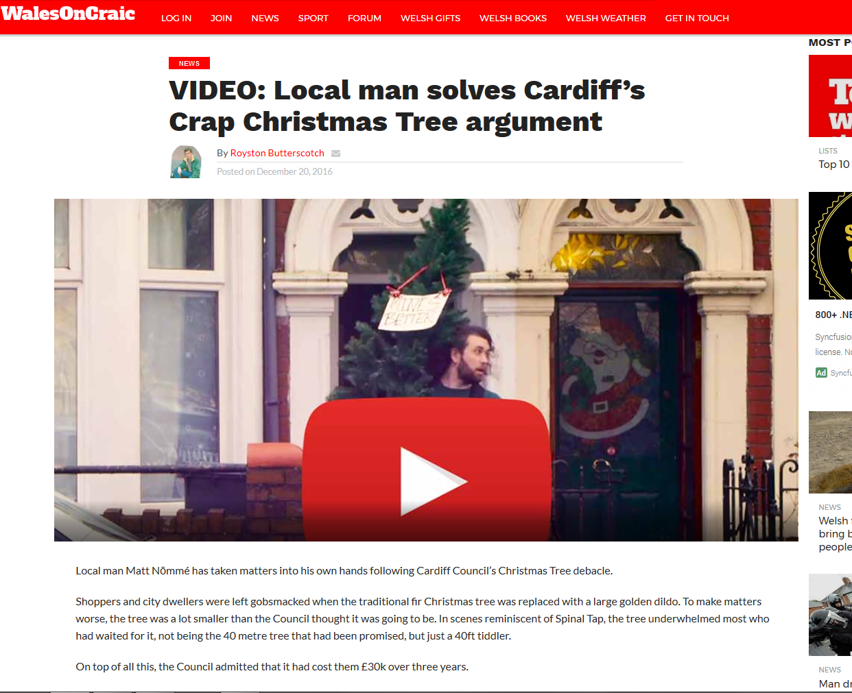 Matt Nomme Wales on Craic Christmas Tree