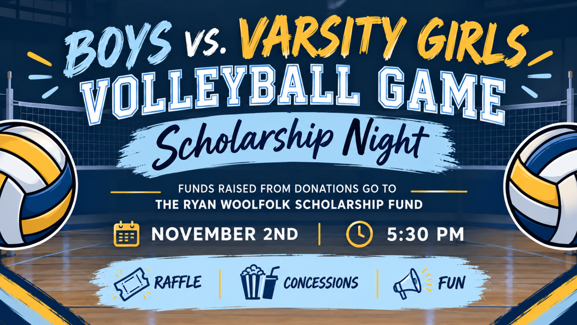 Scholarship Night - Boys v. Girls Volleyball