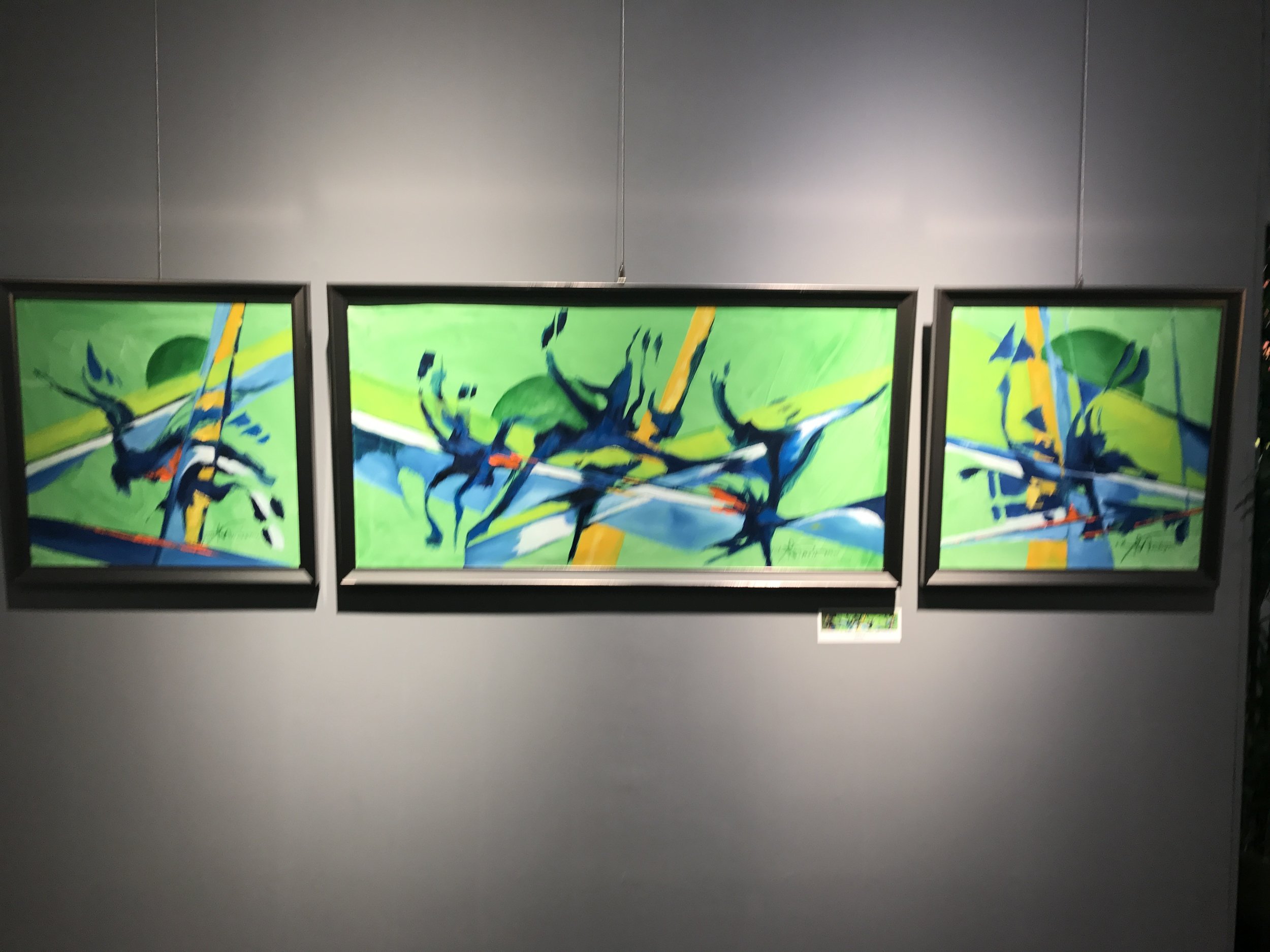 Abstract triptych that I loved. I'd buy this if I could afford it/had space for it. 