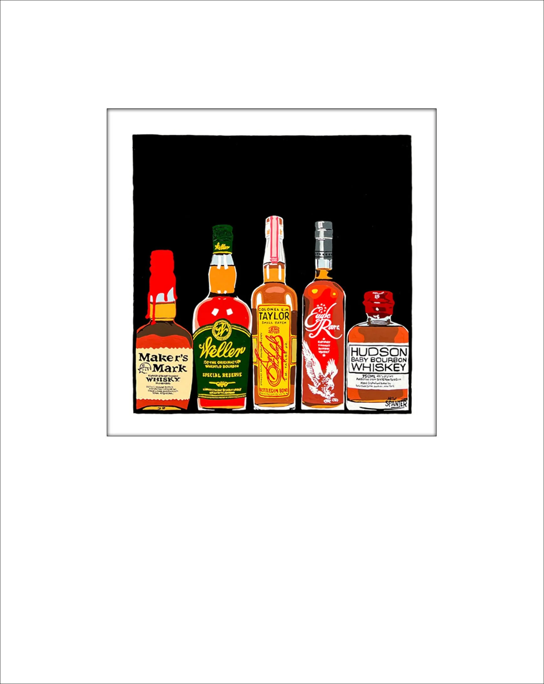 A row of five Bourbons