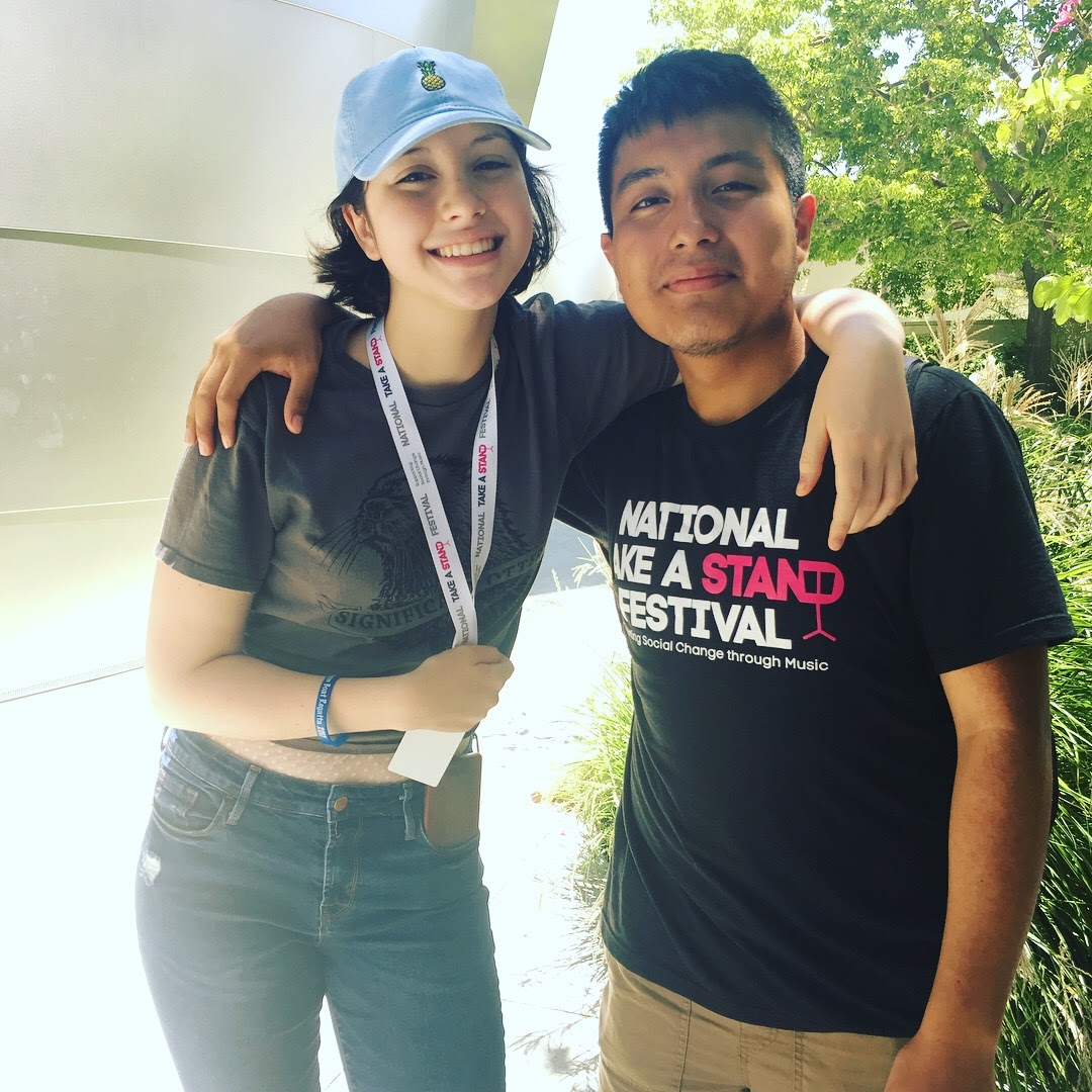 Sofia & Cris on their fourth day at National Take A Stand; they were taking a lunch break after rehearsing for their concert with Gustavo Dudamel. Photo Credit: Karina Irizarry