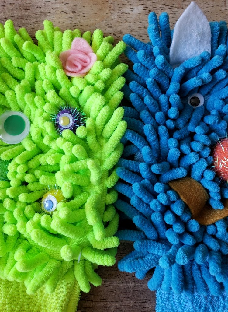 DIY Dollar Store Monster puppets