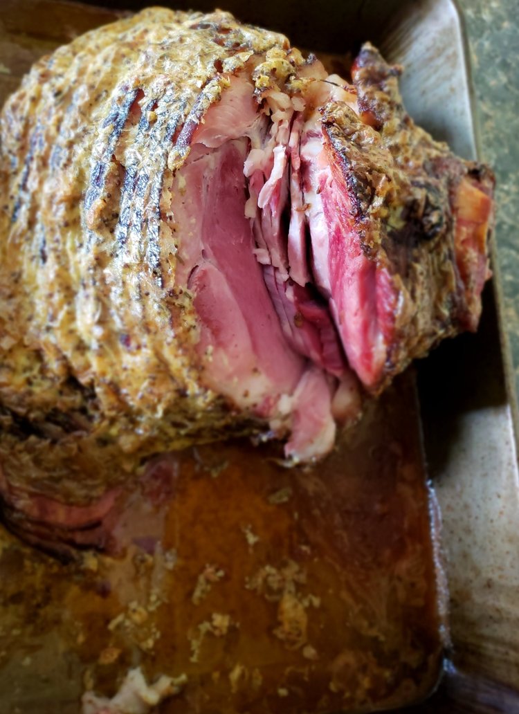 Mustard rosemary-baked ham