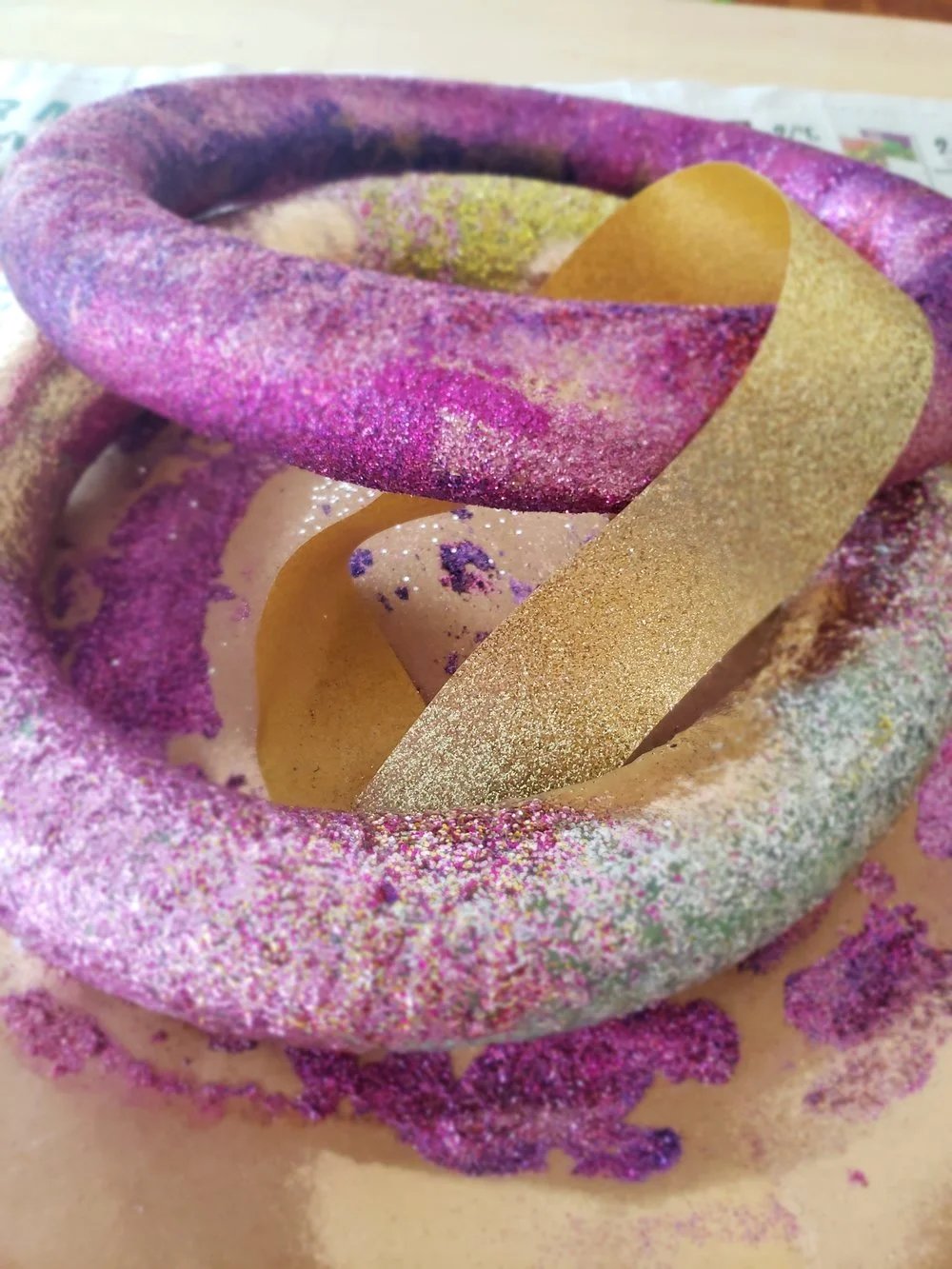 Pastel and Gold Ombre Glitter Valentine Wreath