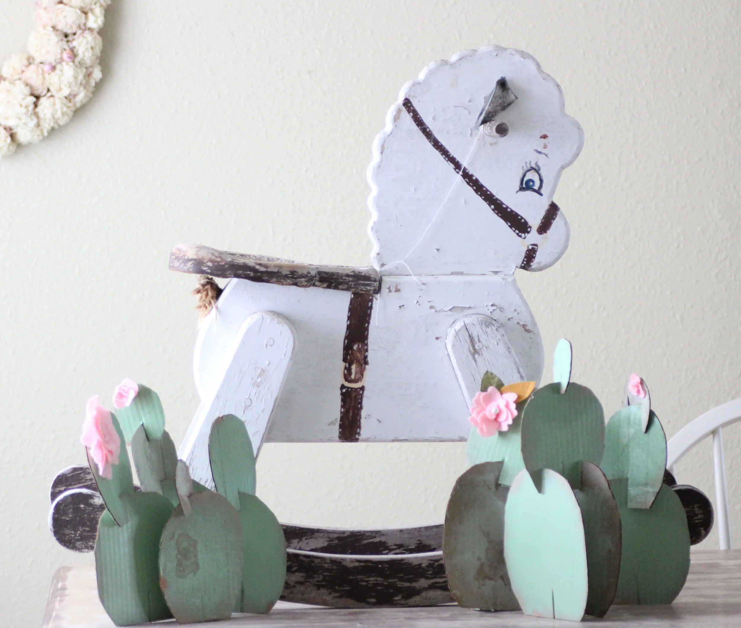 Cardboard blossoming cactuses 