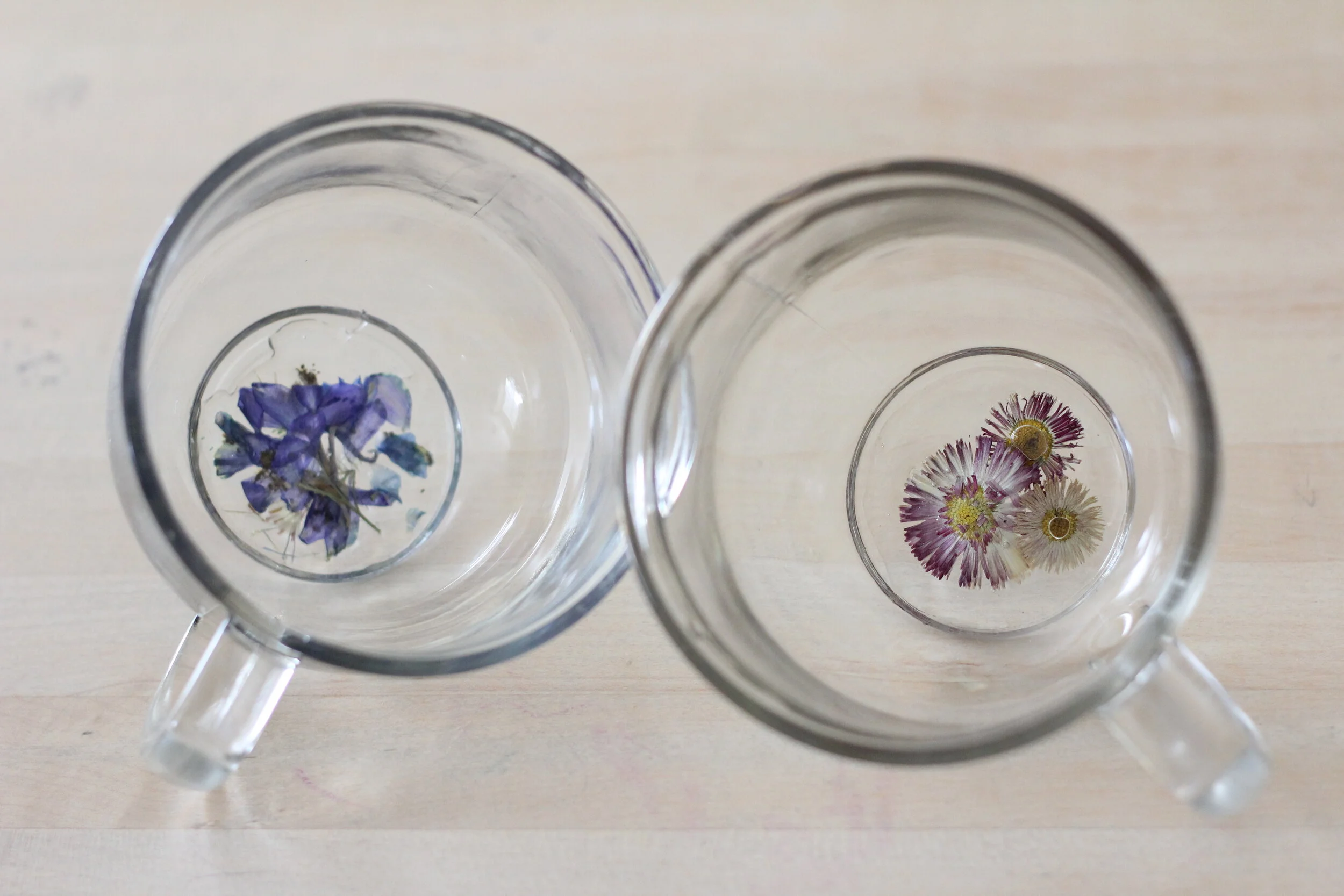 Flower resin tea cups