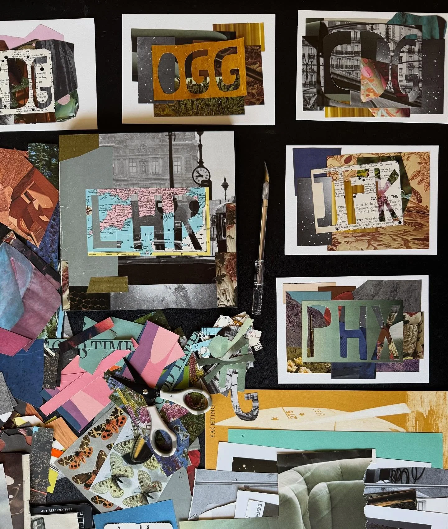 Curiously exploring and playfully jamming this series right out. I&rsquo;m experimenting with different substrates, vintage source material and a lot of colors and shapes.

Do you see a place you&rsquo;ve lived or loved? After collaging the essence o