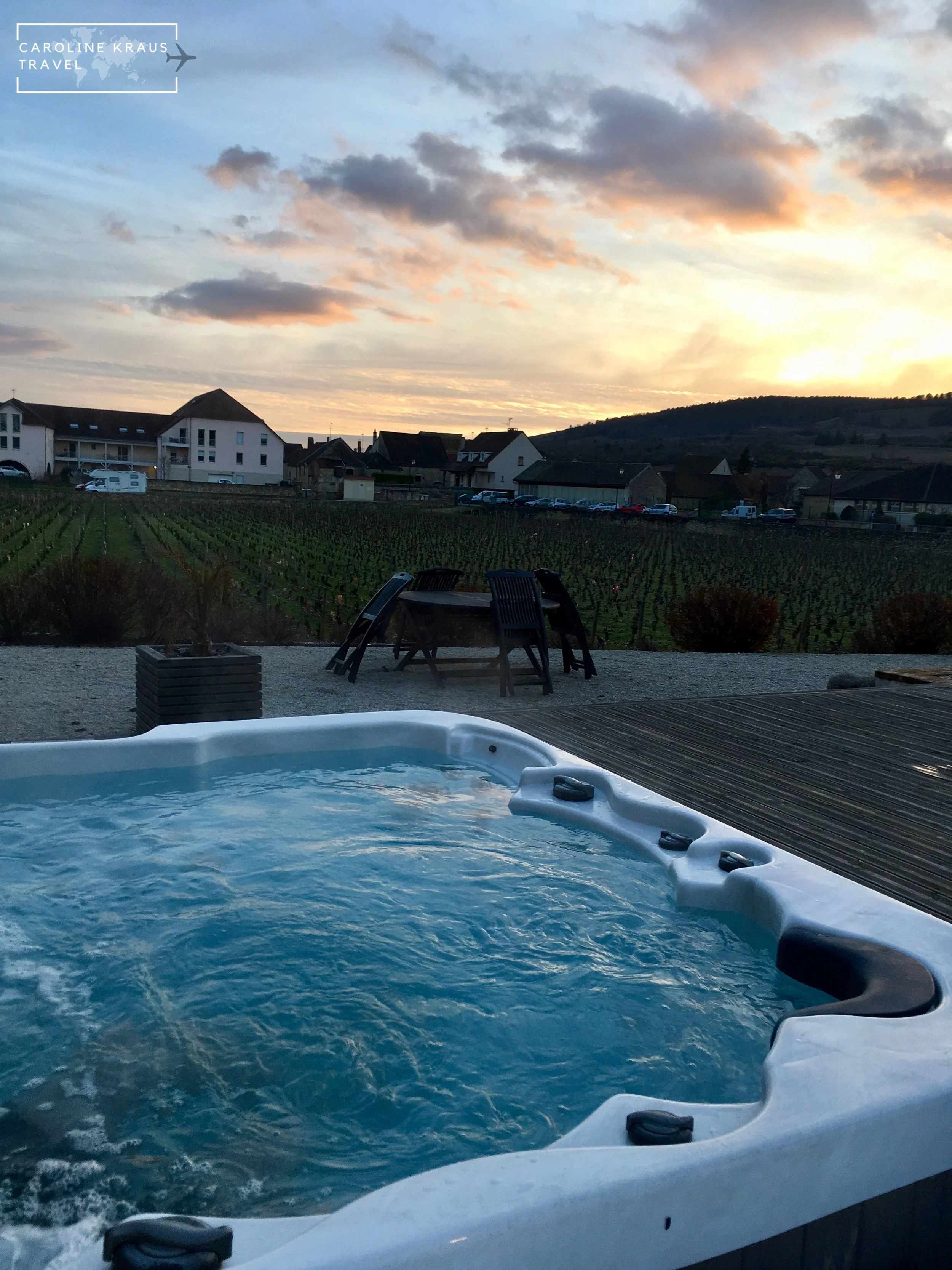 Our hot tub at sunset
