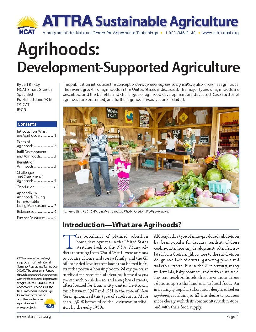 Agrihoods: Development-Supported Agriculture
