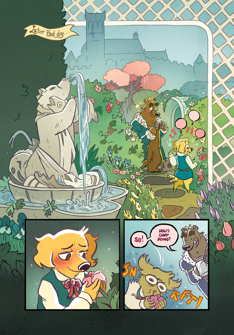  Selected sample pages from Dungeon Critters. Written and Illustrated with Sara Goetter, published by First Second in 2020. More info  here.   Middle-grade fantasy/adventure novel about a tight-knit squad of animal companions investigating a sinister