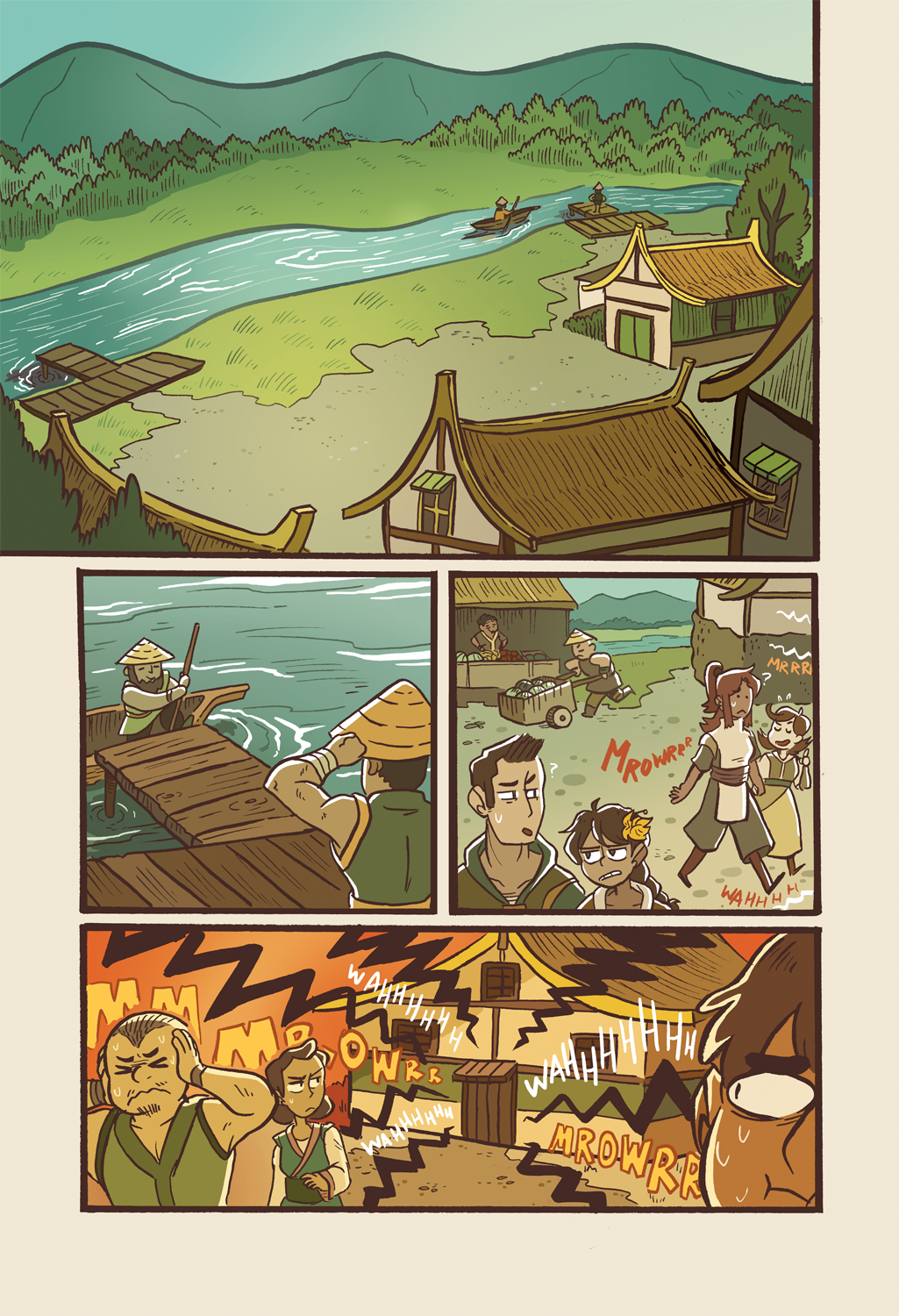  Sample pages from an Avatar: The Last Airbender Anthology short comic by Sara Goetter, published in 2019 by Dark Horse. Art and story by Goetter, colors by Natalie Riess 