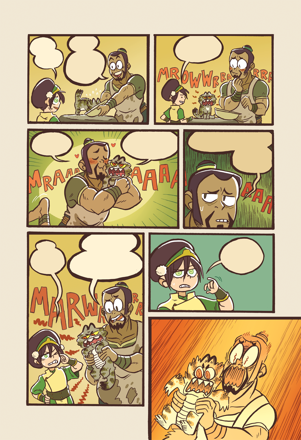 Sample pages from an Avatar: The Last Airbender Anthology short comic by Sara Goetter, published in 2019 by Dark Horse. Art and story by Goetter, colors by Natalie Riess
