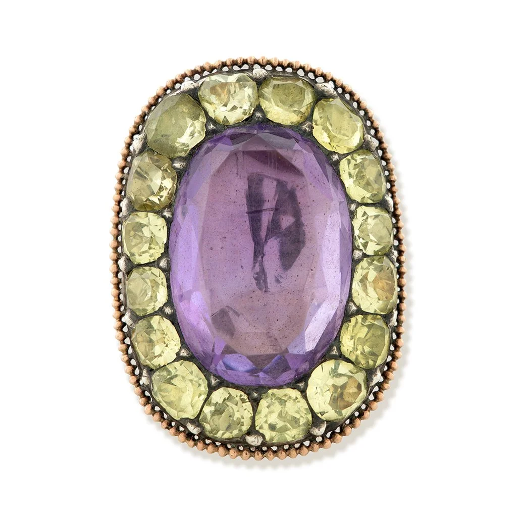 Antique Amethyst and Chrysolite Cluster Ring