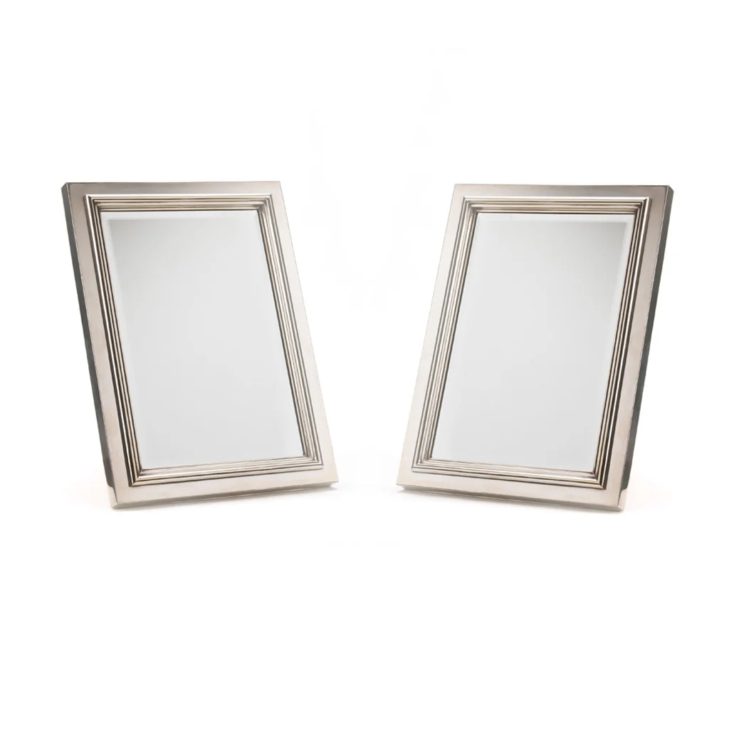 Pair of silver table mirrors by Bulgari, circa 1980