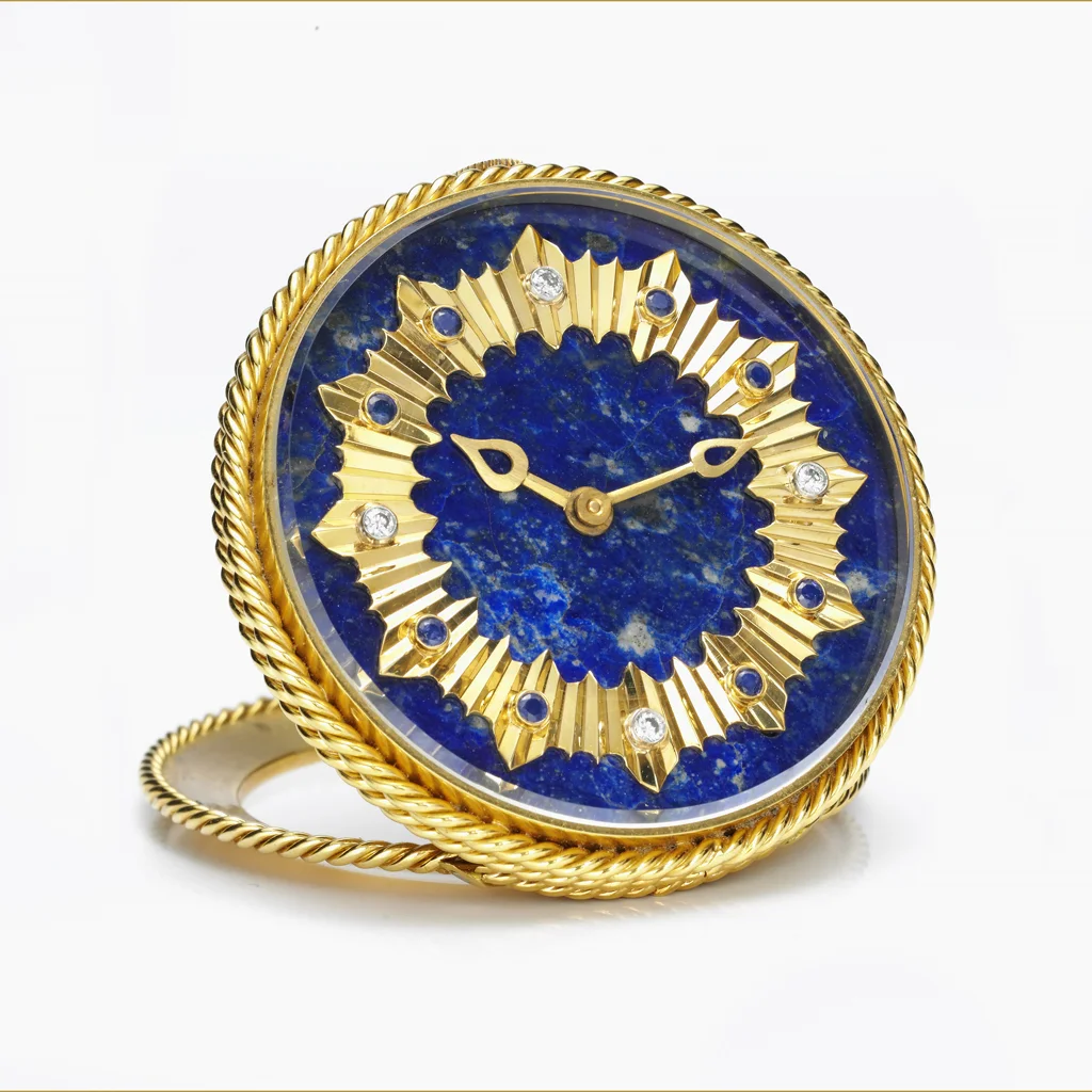 Gold and lapis lazuli clock by Van Cleef and Arpels, circa 1960