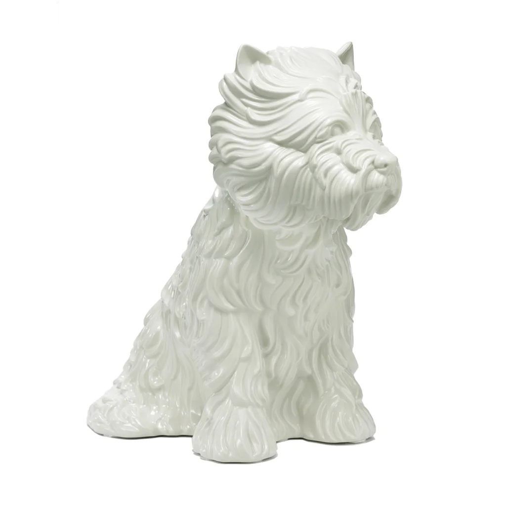 White ceramic puppy vase by Jeff Koons, circa 1998