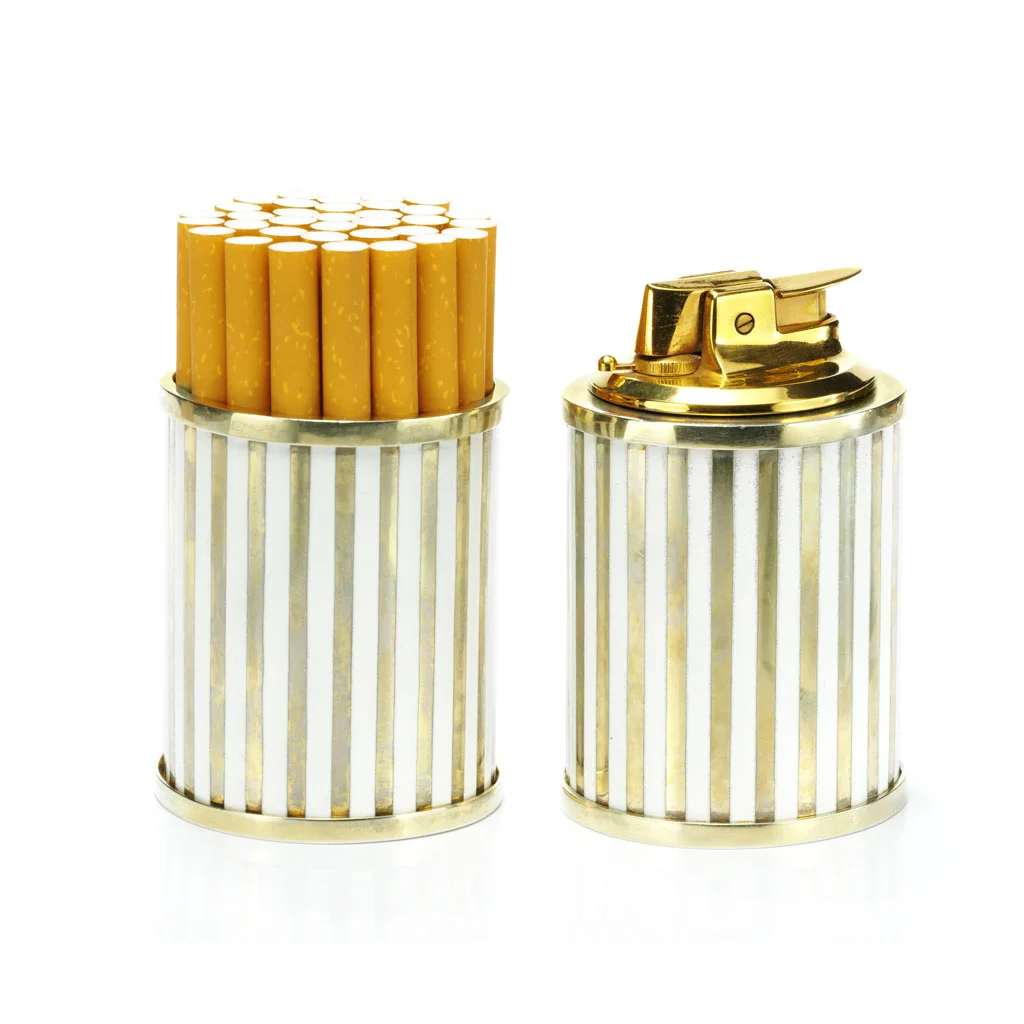 Silver gilt and enamel smoking set by Cartier, circa 1970
