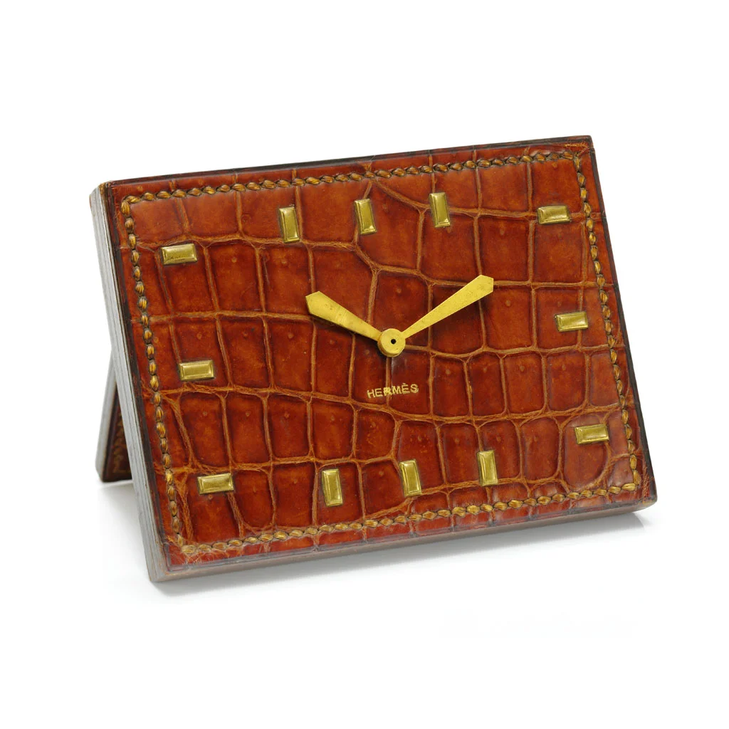 Art Deco crocodile clock by Paul Dupré-Lafon for Hermès, circa 1930