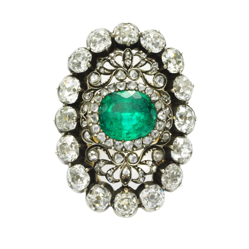 Antique emerald and diamond ring, circa 1880