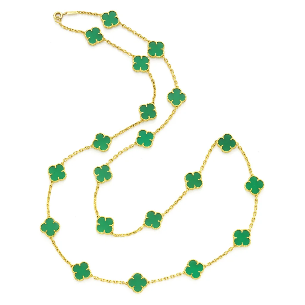 Gold and chrysoprase 'Alhambra' necklace by Van Cleef and Arpels