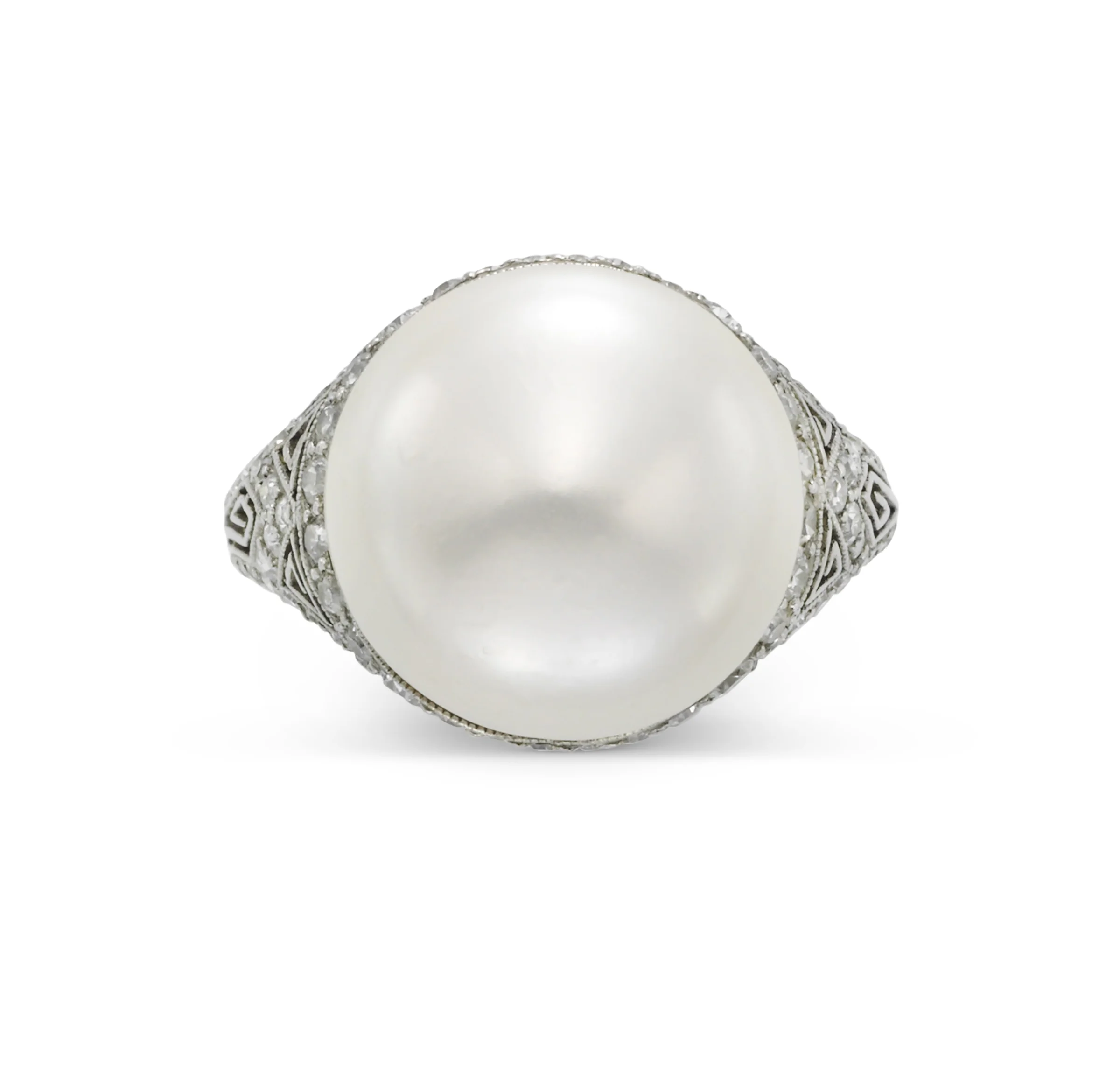 Natural Pearl and Diamond Ring by Marcus & Co, circa 1910