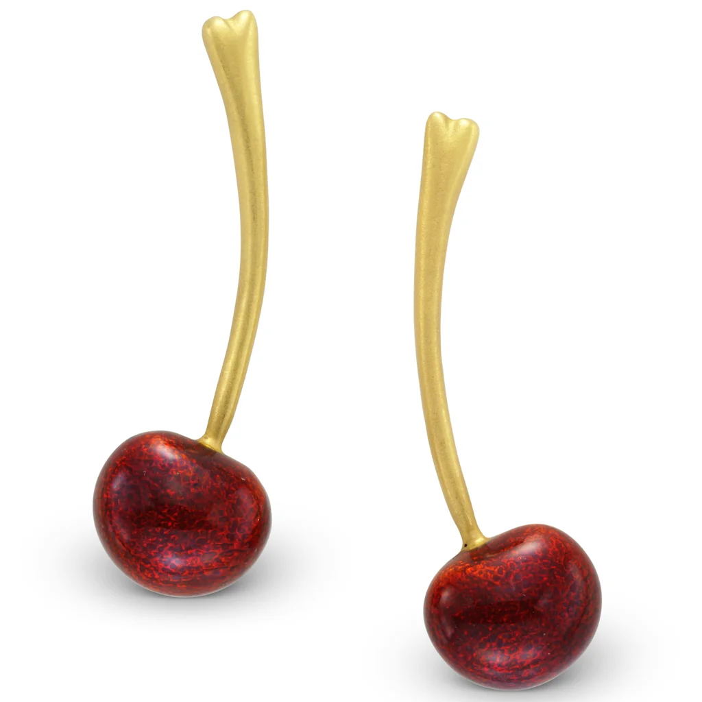 18kt Gold and Enamel Cherry Earrings by Angela Cummings