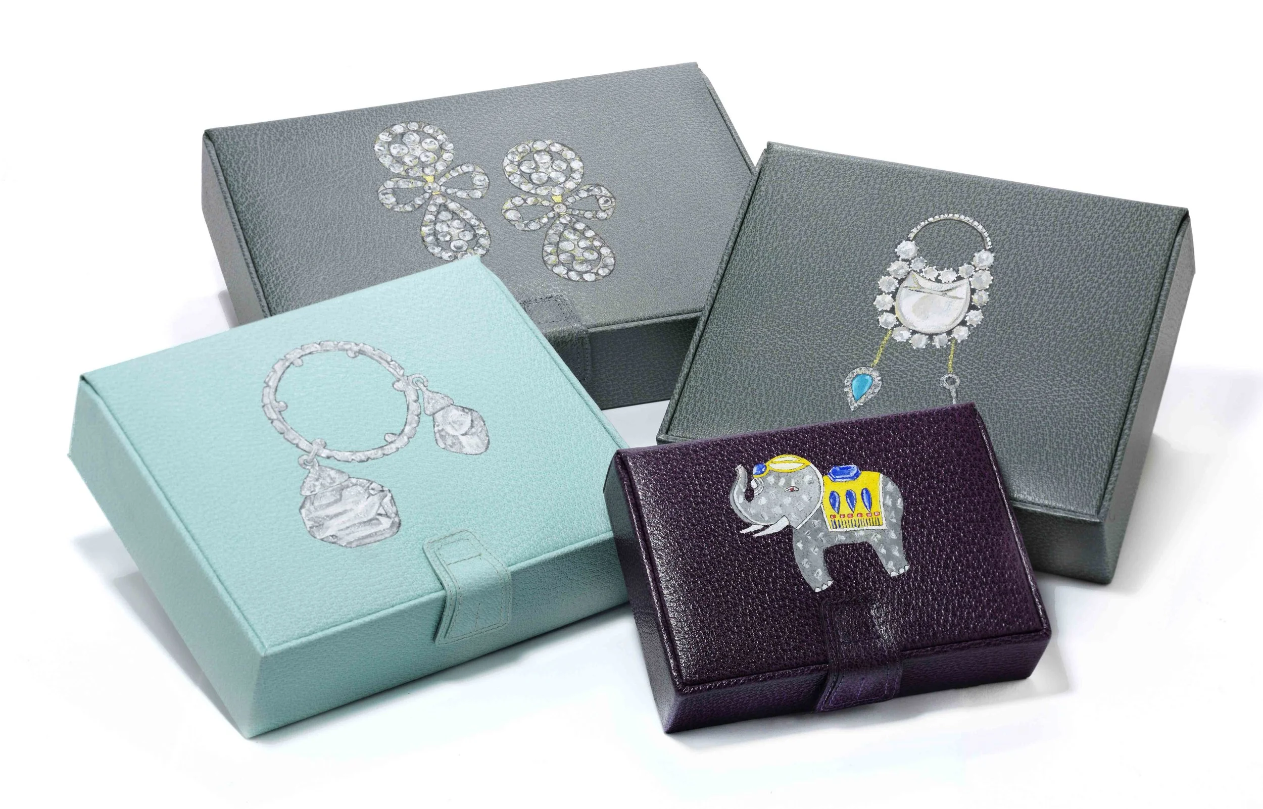 Leather Jewelry Boxes Painted by Holly Fowler