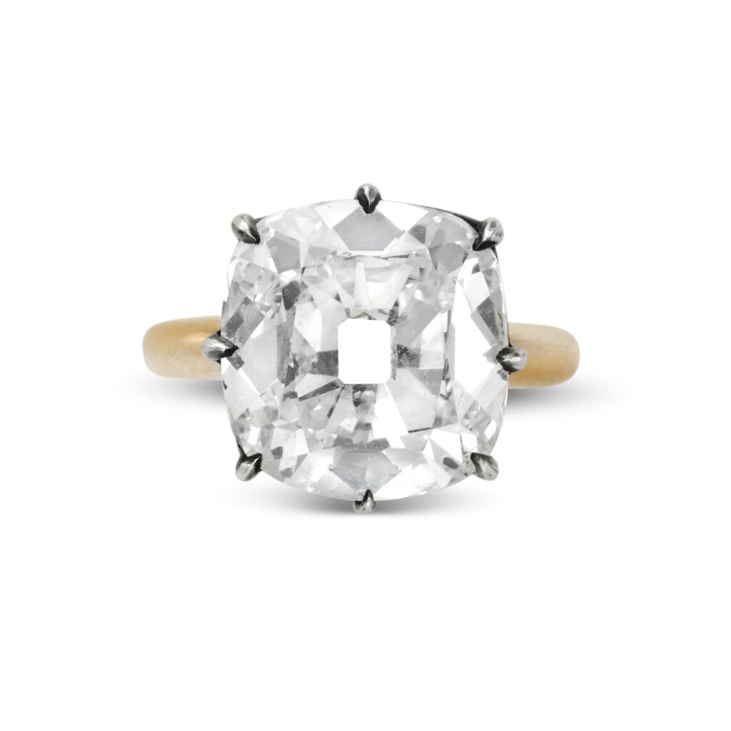 10.09ct cushion diamond in 18kt rose gold