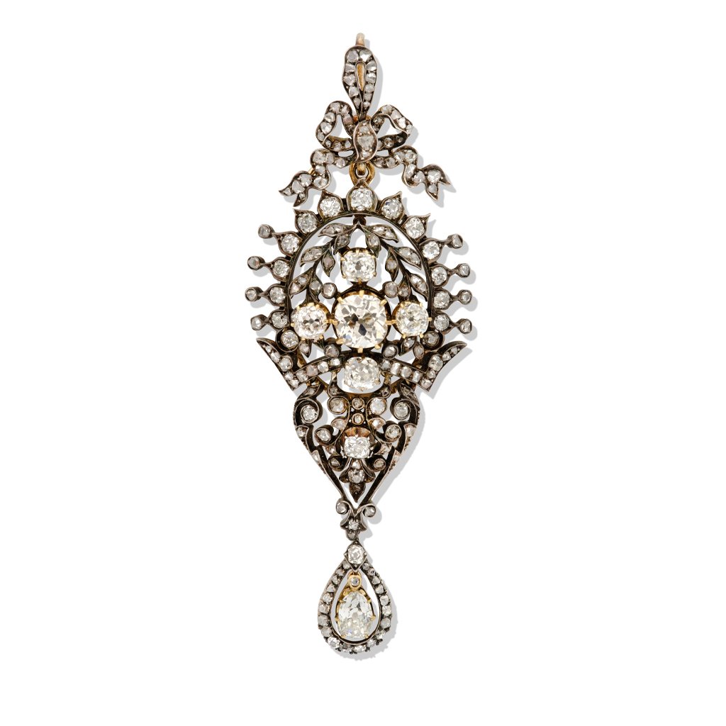 Antique Diamond Pendant, English circa 1880