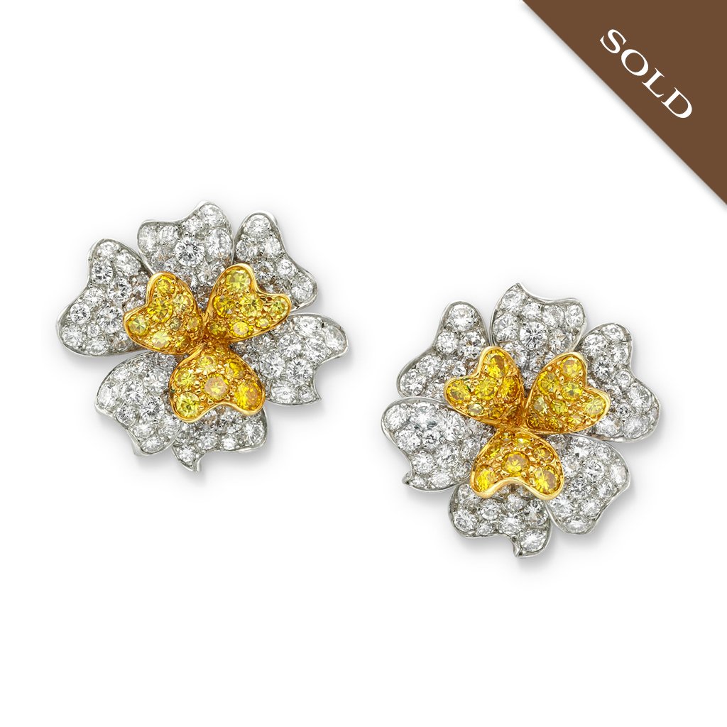 Magnolia Pave Diamond Flower Stud Earrings 3.78ctw – RW Fine Jewelry