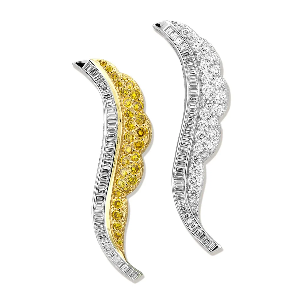 Pair of Diamond "Flame" Brooches by Oscar Heyman, circa 1980