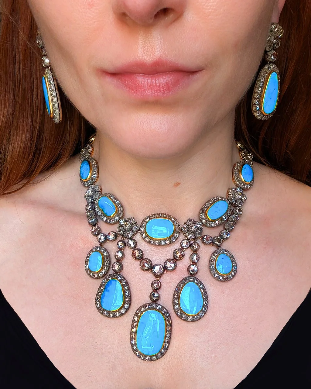 7449 - Antique Turquoise and Diamond Demi Parure Model Web.jpg