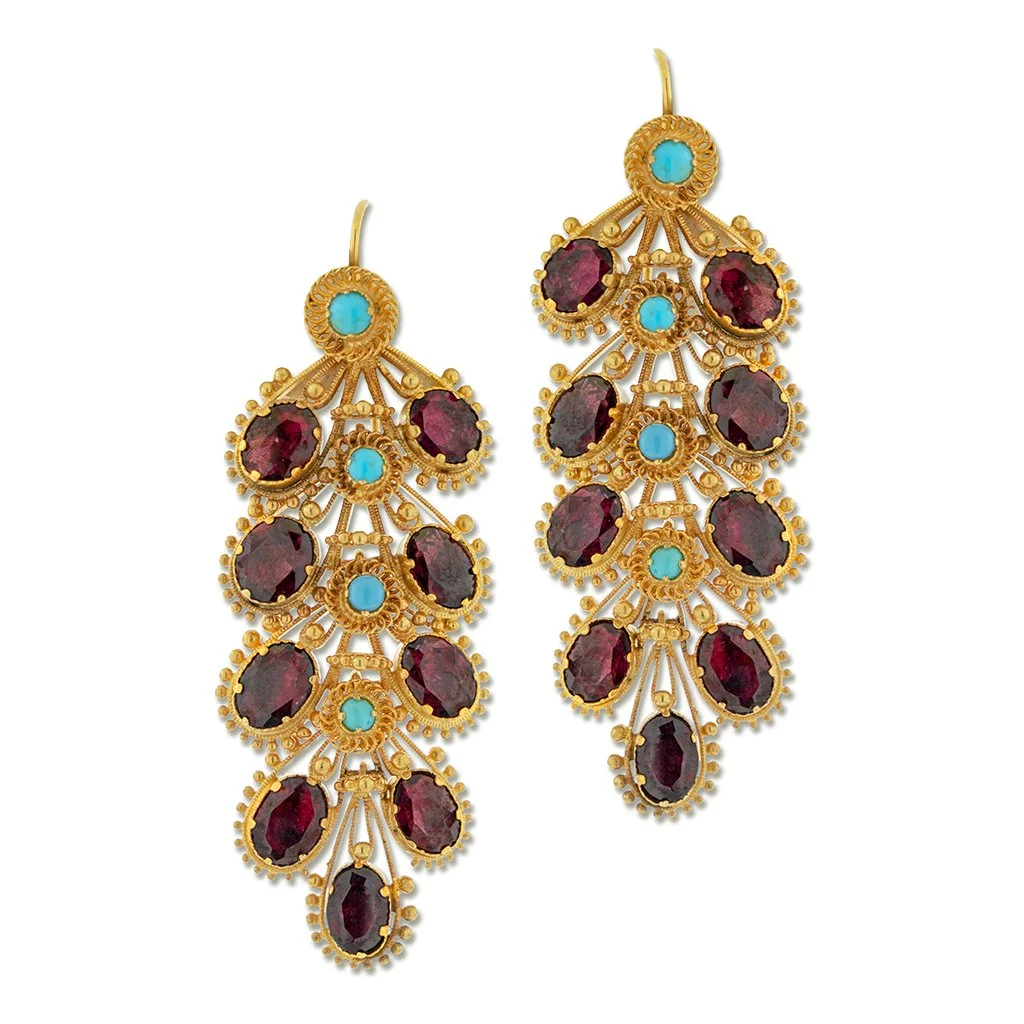 7060 - Antique Garnet Turquoise Earrings Lo.jpg
