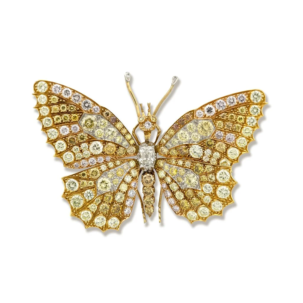 Diamond "en Tremblant" Butterfly Brooch, English circa 1960