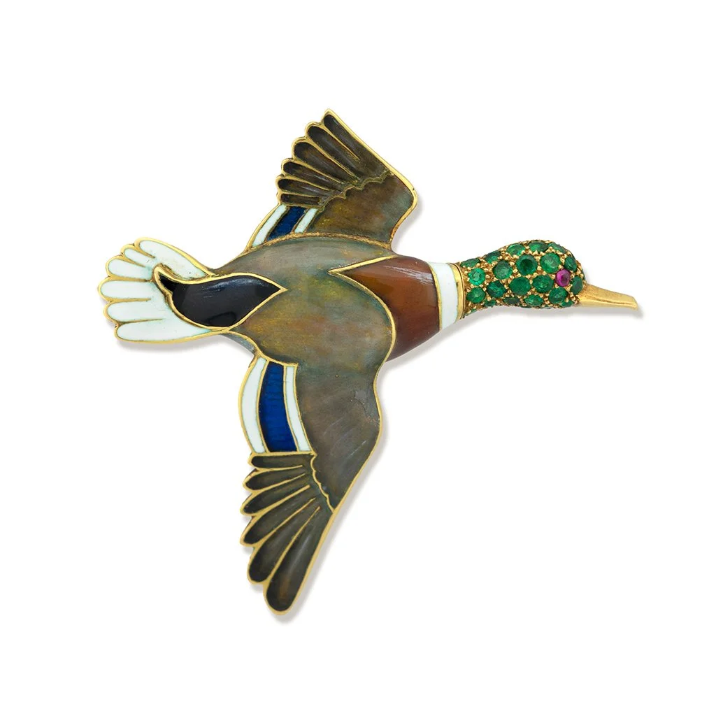 Enamel Mallard Brooch by Cartier, circa 1965