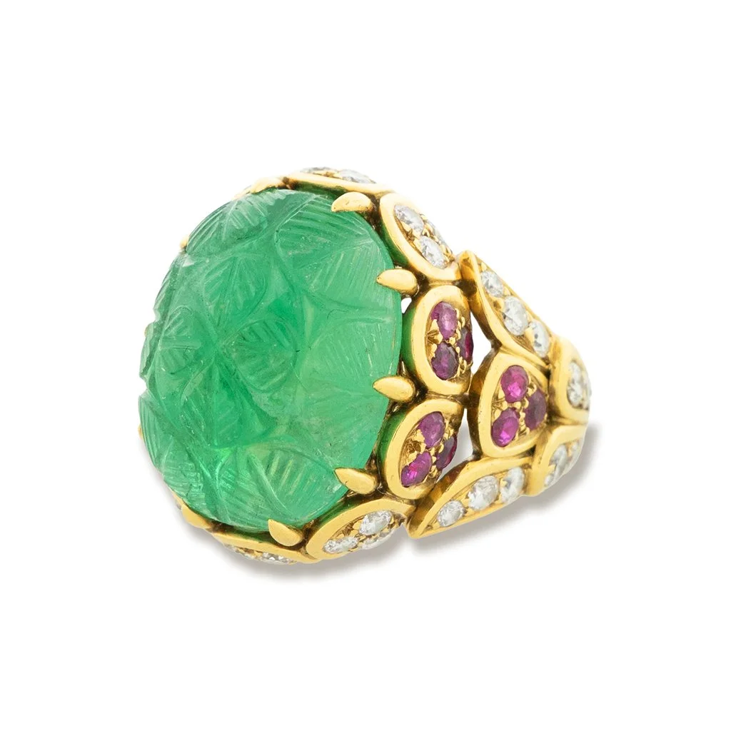 Carved Emerald Ring by Bulgari, circa 1965