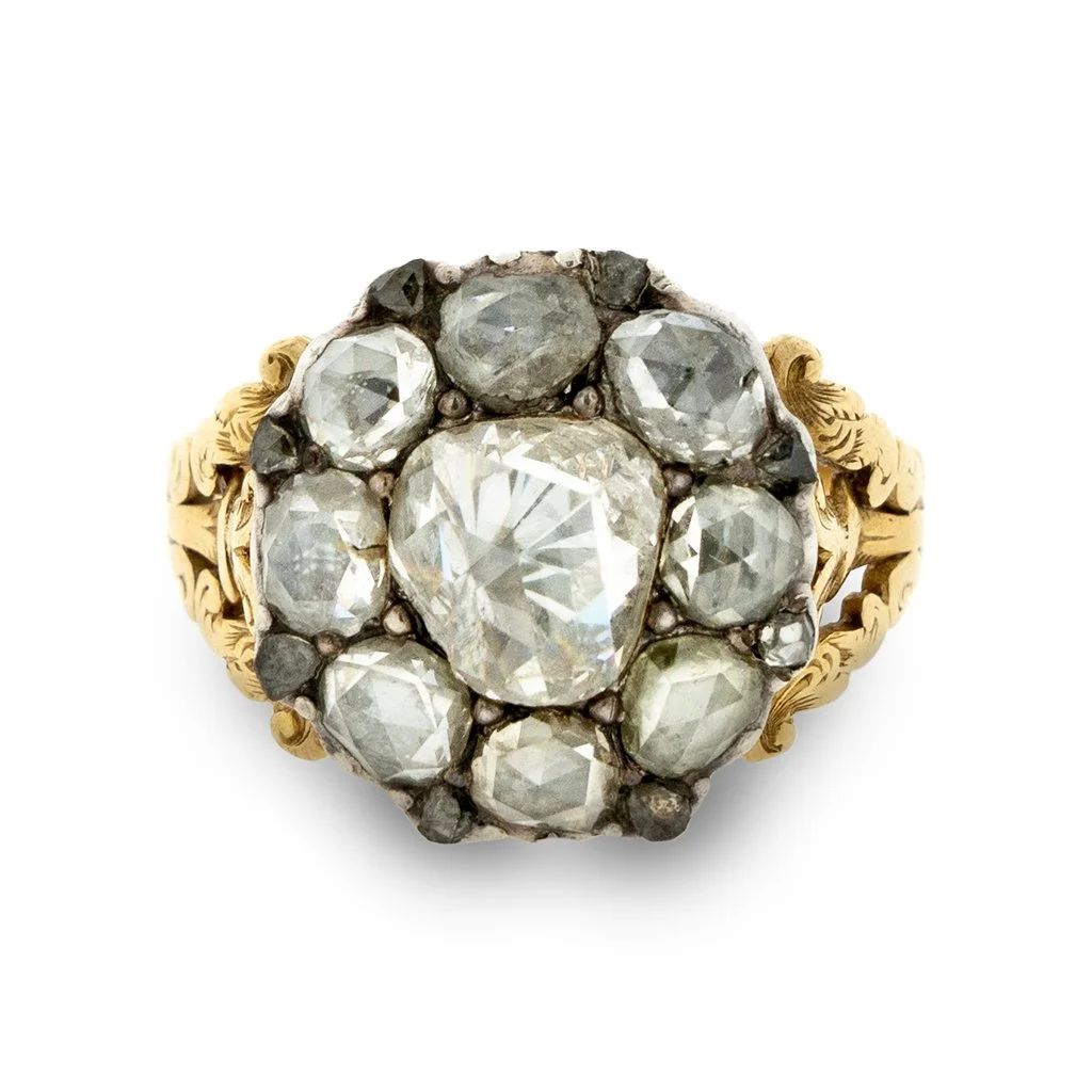 Antique Rose Cut Diamond Cluster Ring, circa 1835