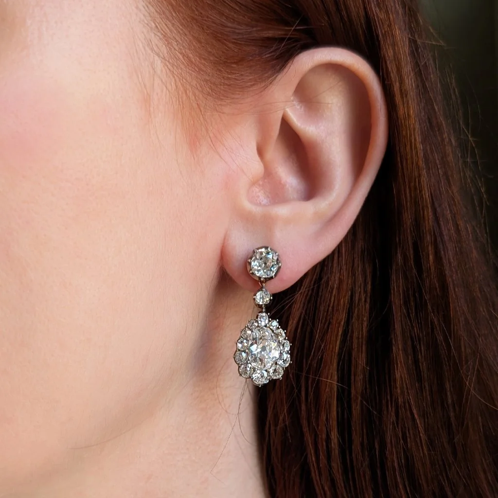 6302 - Antique Diamond Drop Earrings Model.jpg