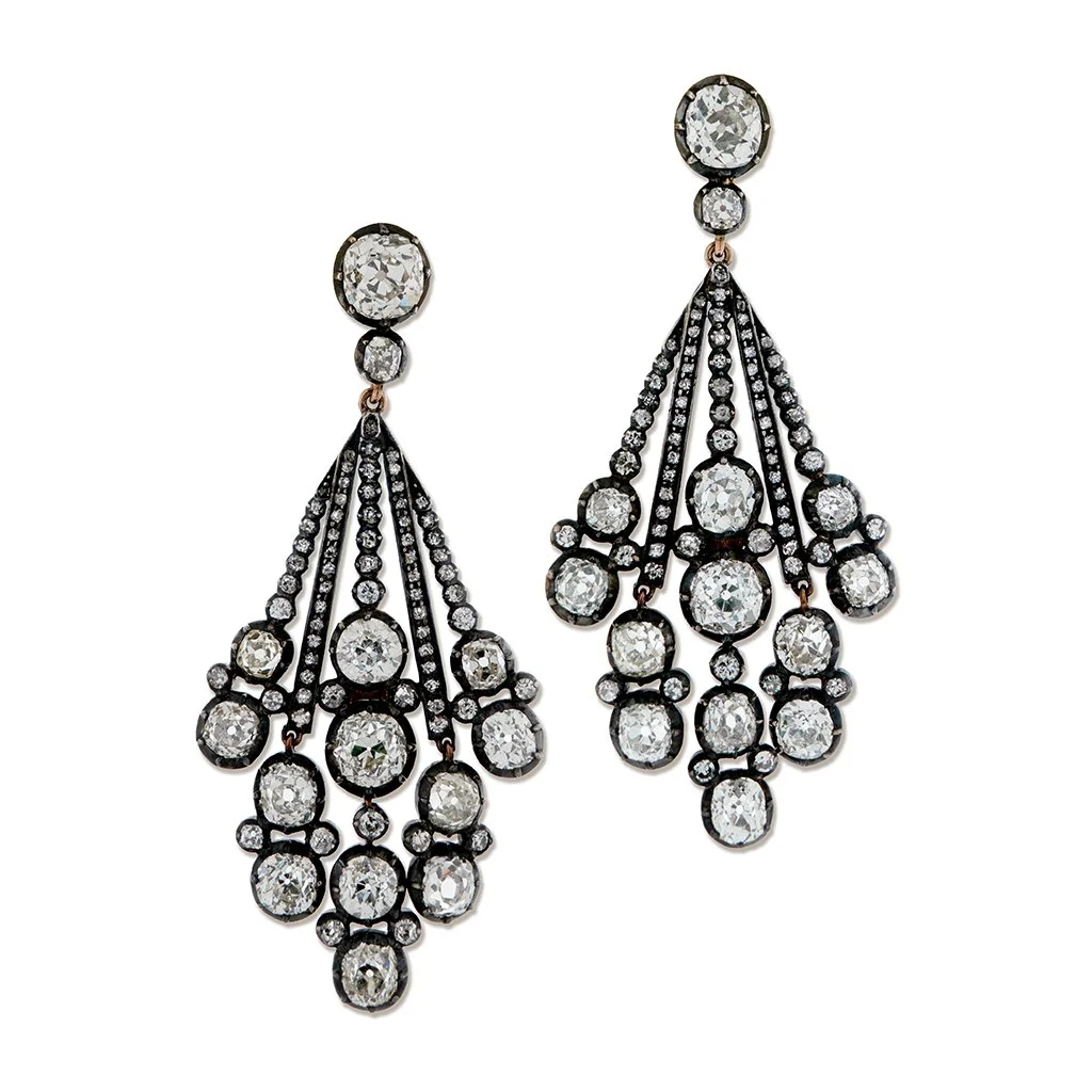Antique Diamond Earrings, probably French circa 1820