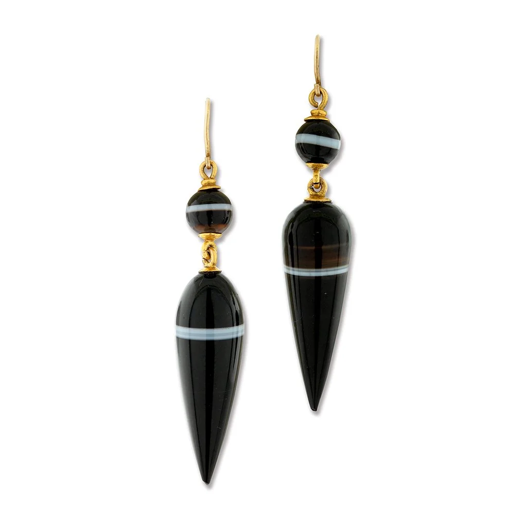 6682 - Antique Banded Agate Torpedo Earrings.jpg